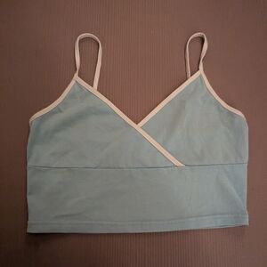 Romwe Blue and White Triangle Crop Tank Top Camisole Retro Y2K
